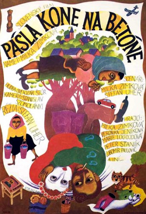 Pásla kone na betóne